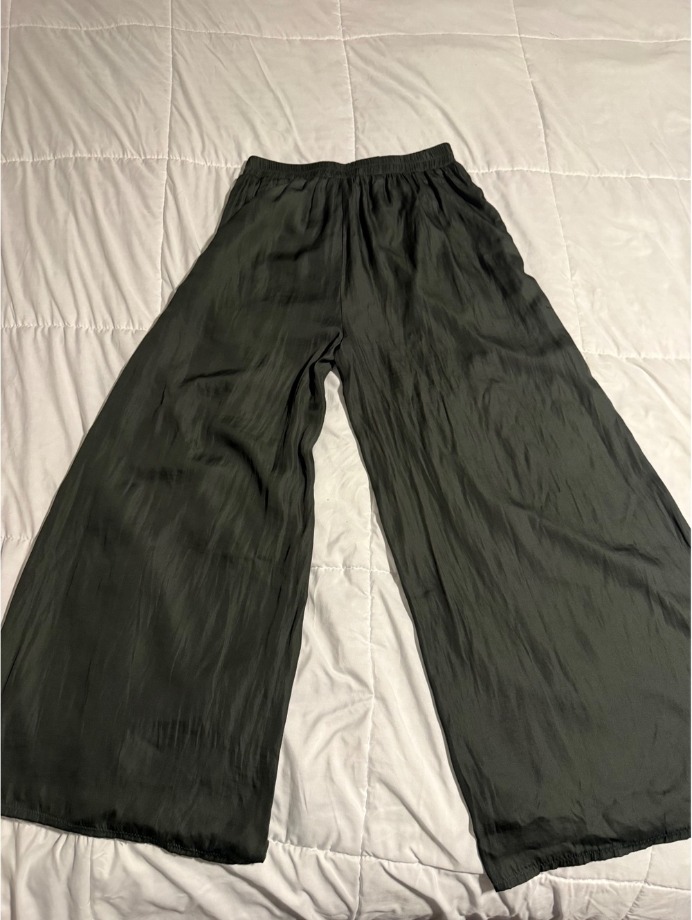 Hudson Gray Wide Leg Olive Green Polyester Pants Medium